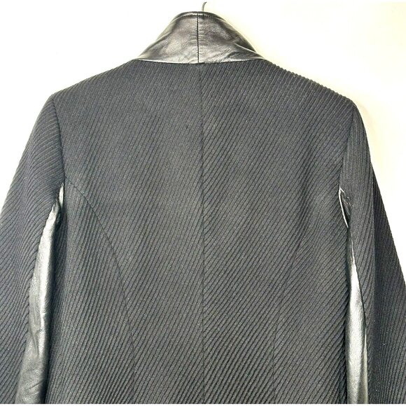 Danier Womens Wool Italian Leather Coat Ribbed Asymmetrical Button Up Lined S - Picture 5 of 16